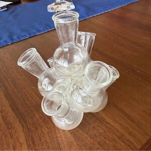 Vintage MCM 7 Cluster Glass Bud Vase Round Plant Propagation Station Unique 6"